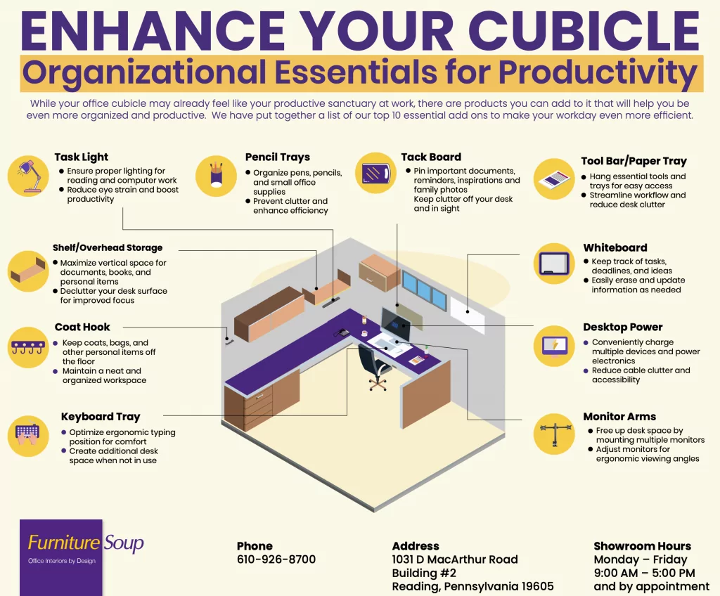 enhance your cubicle – organizational essentials for productivity [infographic], screenshot at